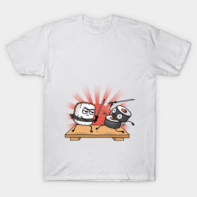  Sushi Samurai Battle T-Shirt by Beka